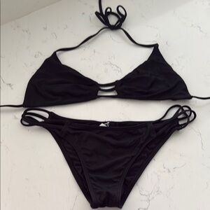 O’Neill 2pc BIKINI Black top bottom Swimwear Set M LIKE NEW